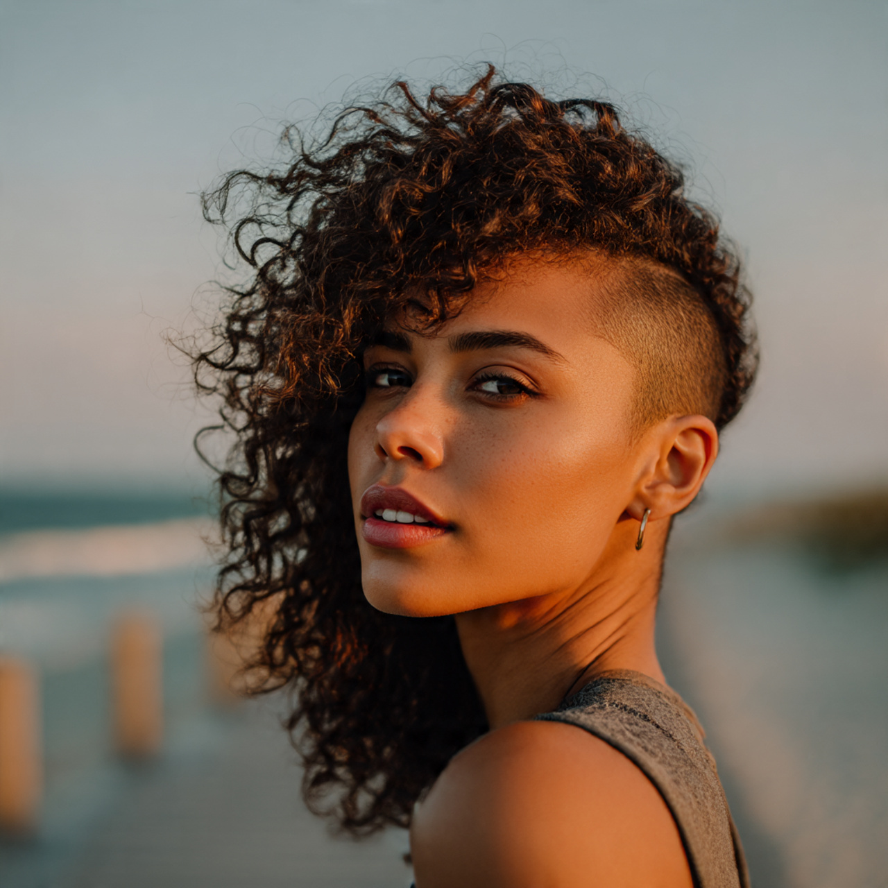 20 Stunning Side Shaved Hairstyles Ideas You’ll Love 6 realistic portrait of a woman with voluminous