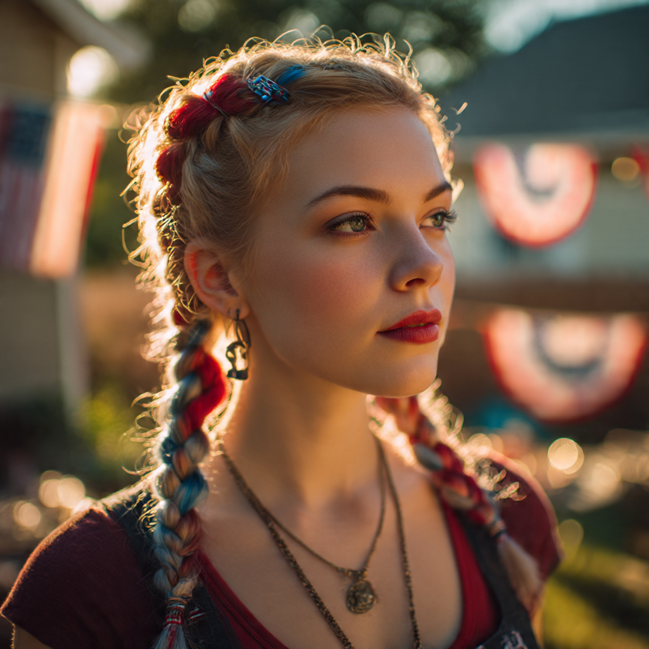 realistic portrait of a young woman with 2