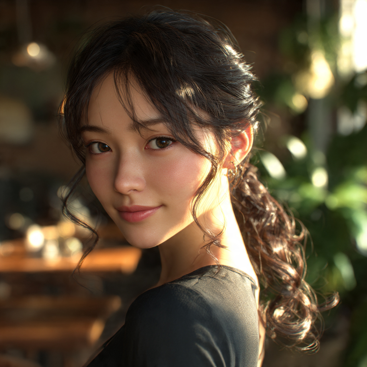 realistic portrait of an asian woman with