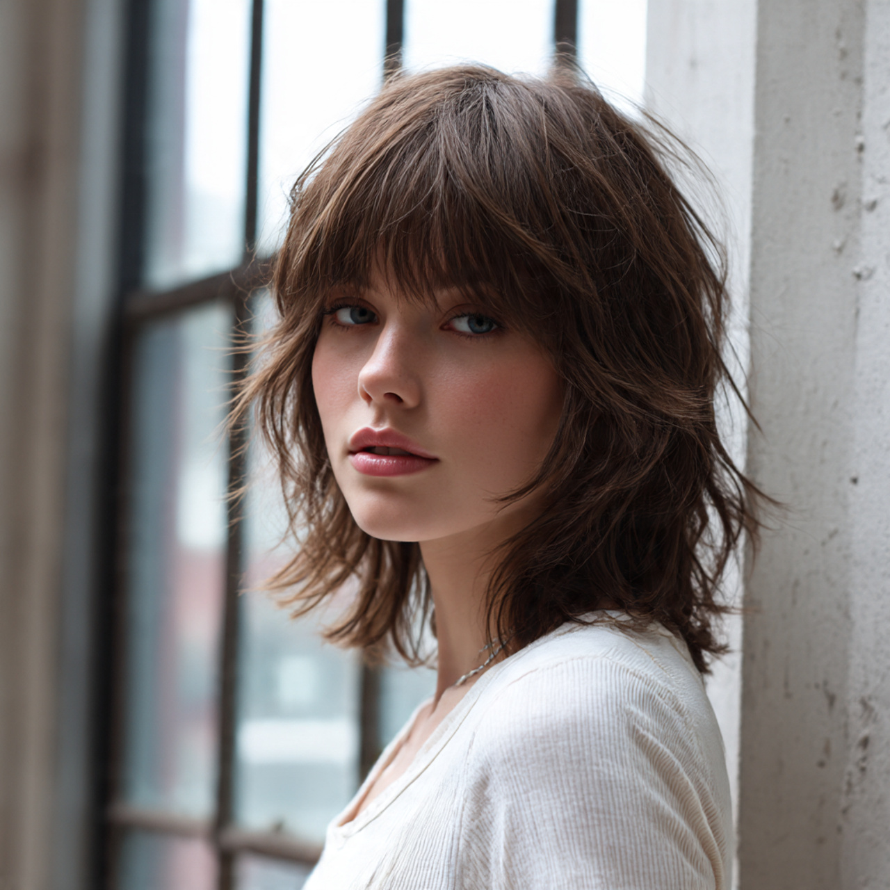 realistic shoulder length shaggy wolf cut with airy