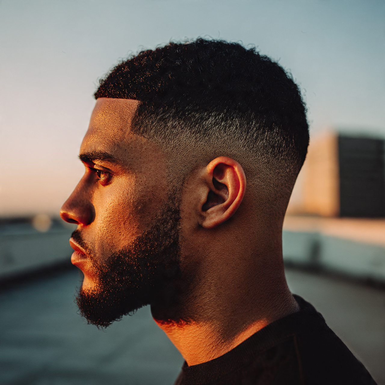 realistic side profile of a man with