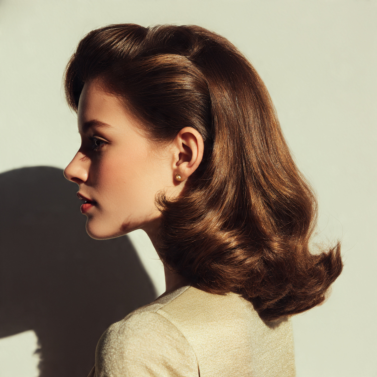 retro flip ponytail on shoulder length hair ends