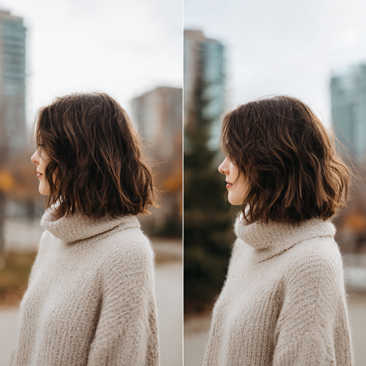 shoulder length hairstyle styled naturally over a chunky 1