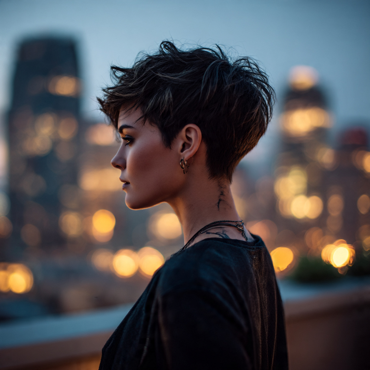 side profile of a woman with a