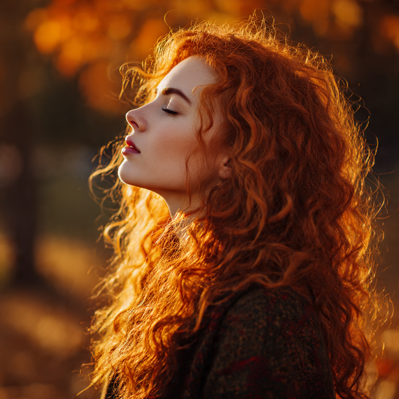 side view of a woman with vibrant