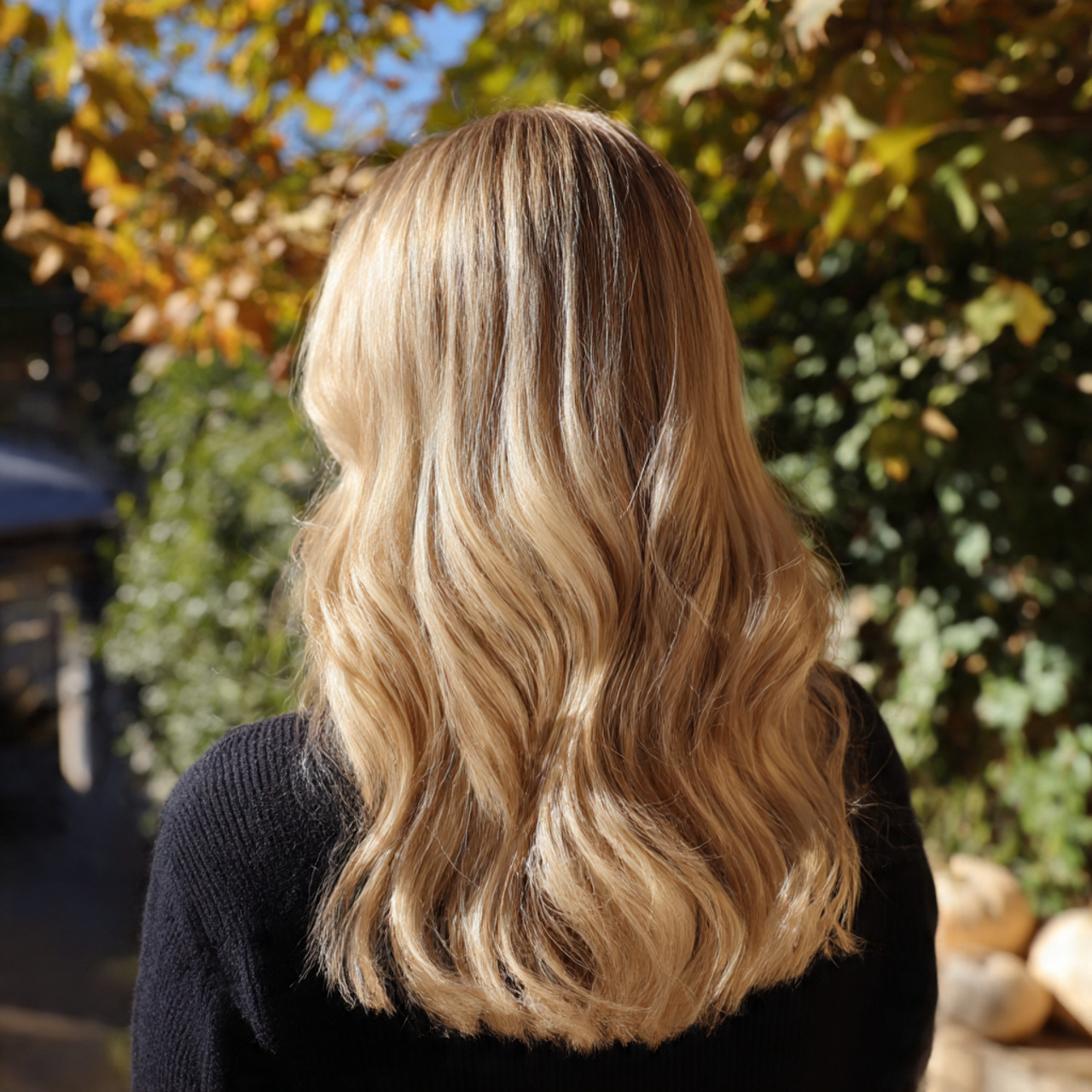 soft buttery velvet blonde hair cascading over
