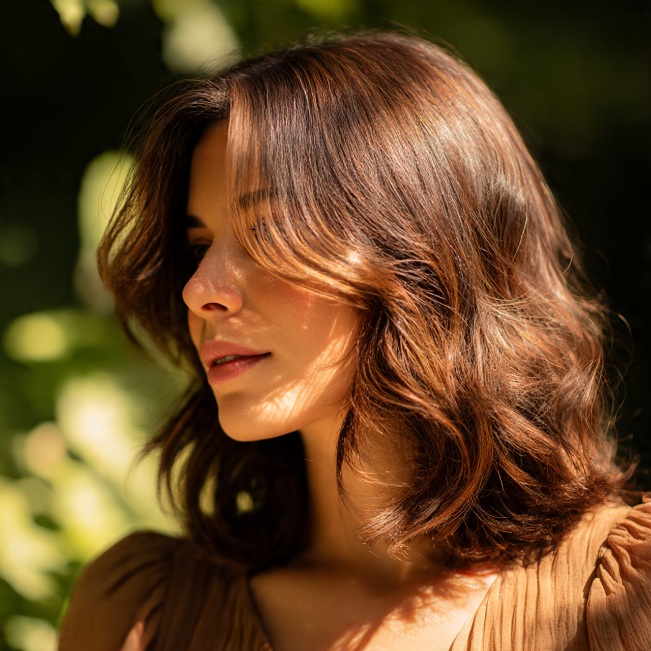 soft california brunette caramel ribbon highlights on