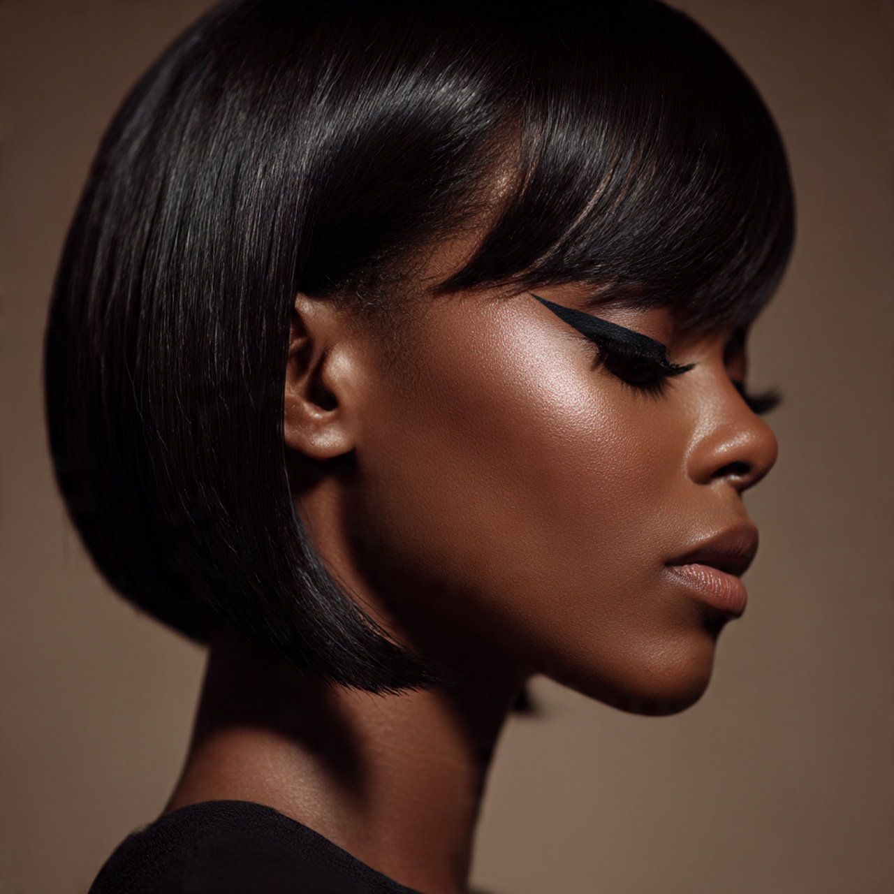 25 Stunning Bob Hairstyles for Black Women: Short, Curly & Sleek Cuts 11 striking portrait of a stylish black woman