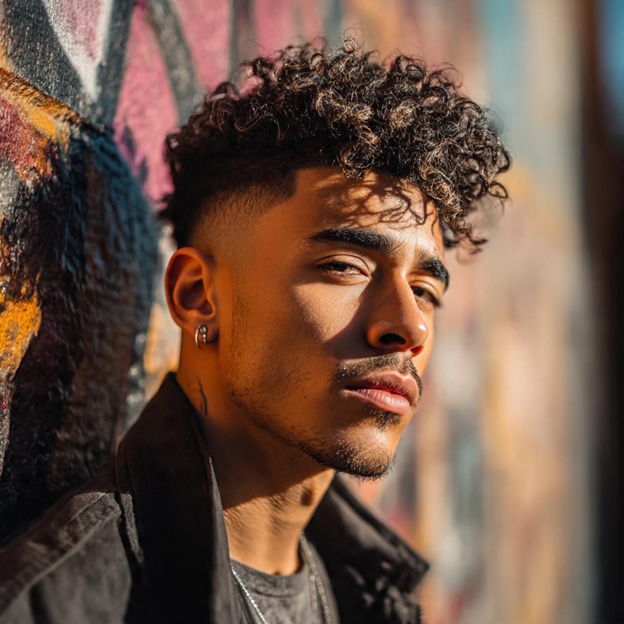 stylish man showing a fade haircut with