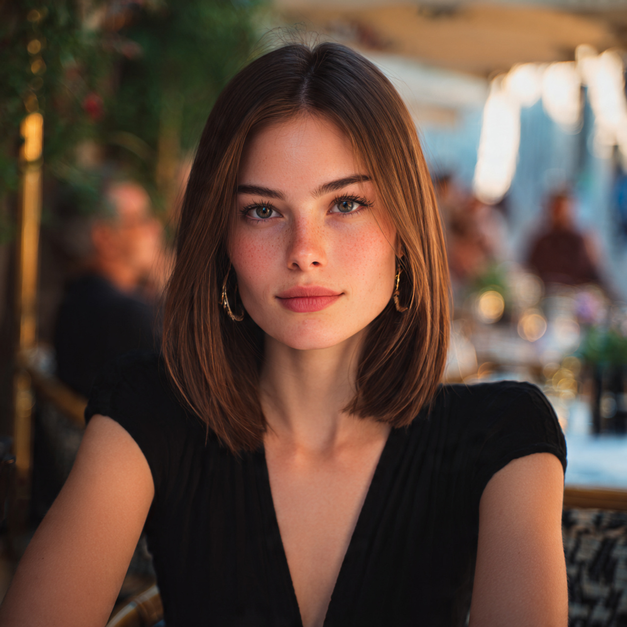 super realistic photo of a woman with sleek