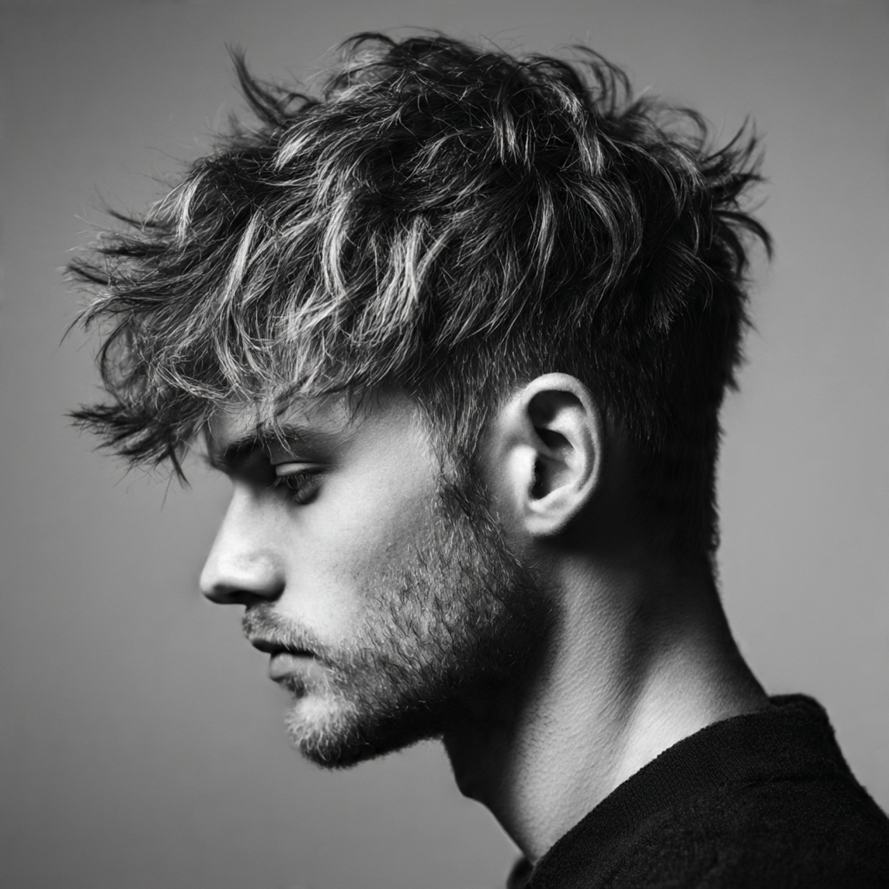 trendy young man with a short wolf