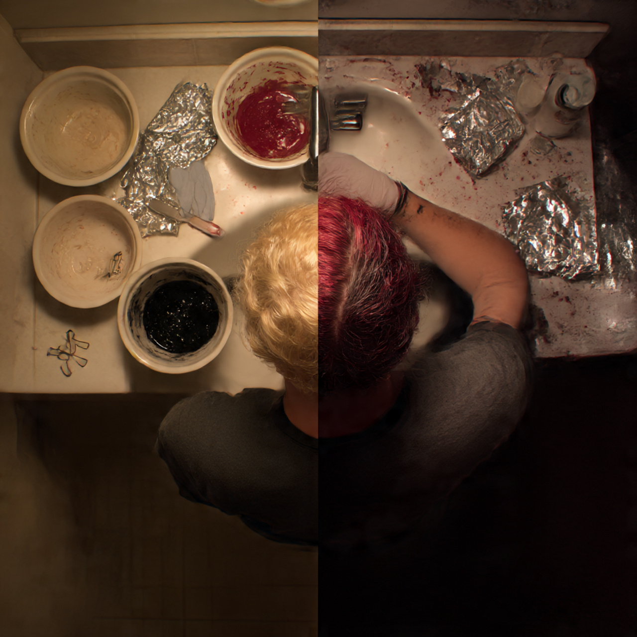 two scene composite visual on one side a