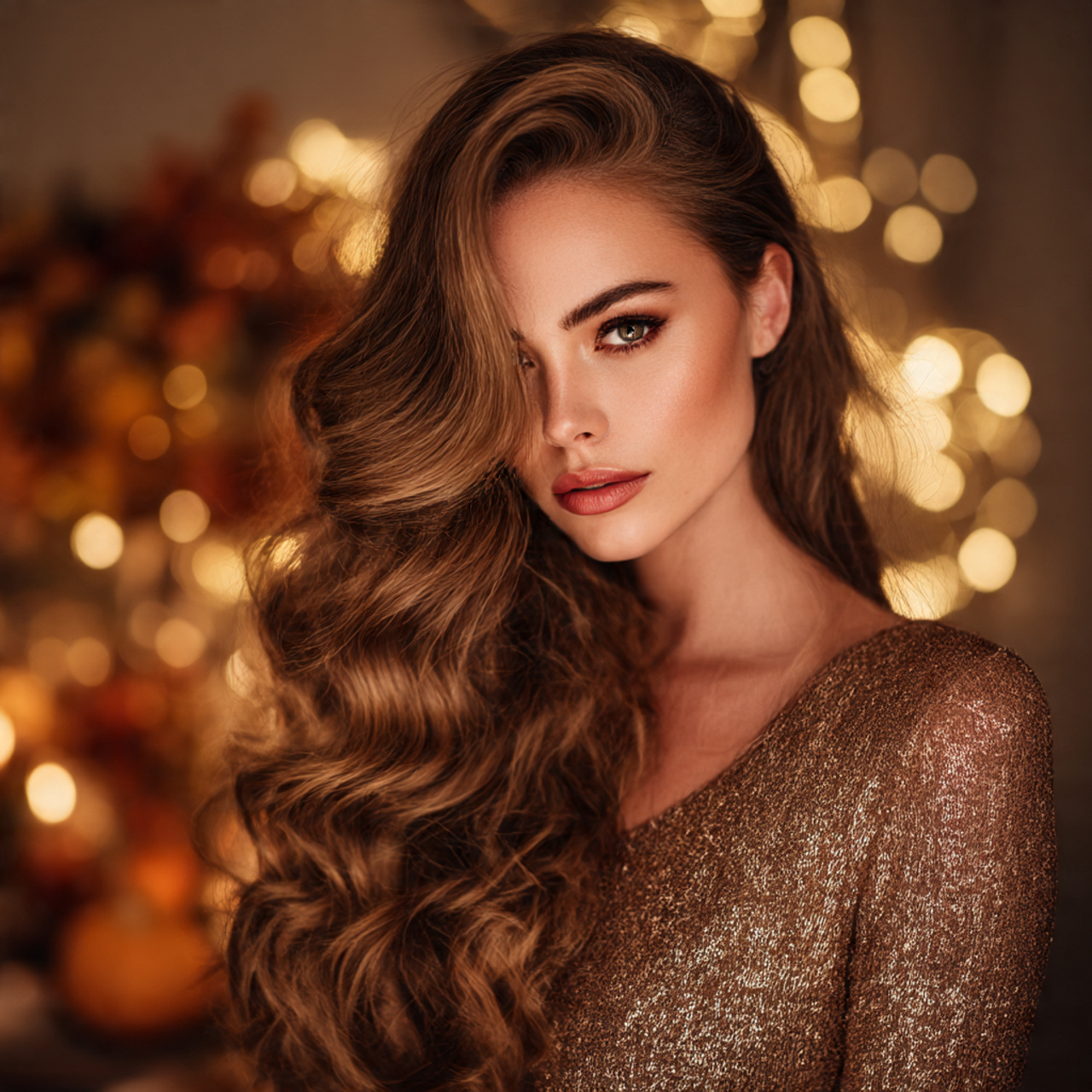 ultra glamorous soft hollywood waves deep side part