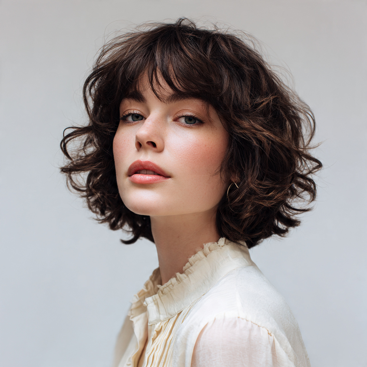 ultra modern wavy shag haircut on a woman