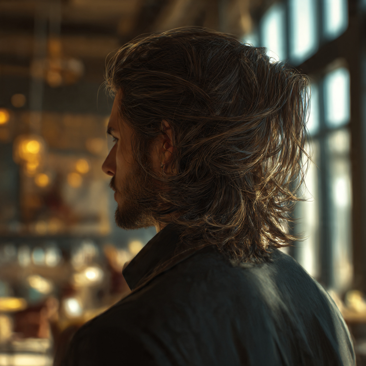 Master the Flow: 27 Long Haircuts for Men Ideas & Tips 20 ultra realistic depiction of a man with full