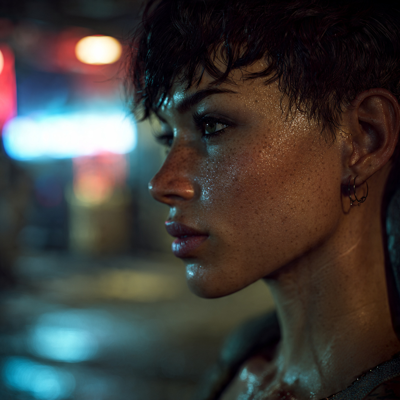 ultra realistic half body portrait of a unique 27 year old