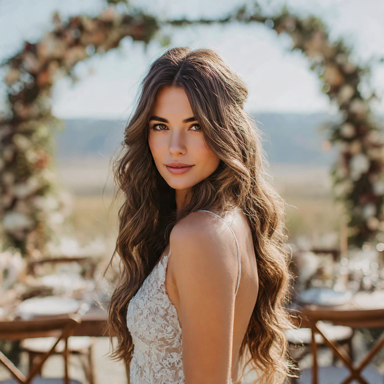 ultra realistic image of a bride with long