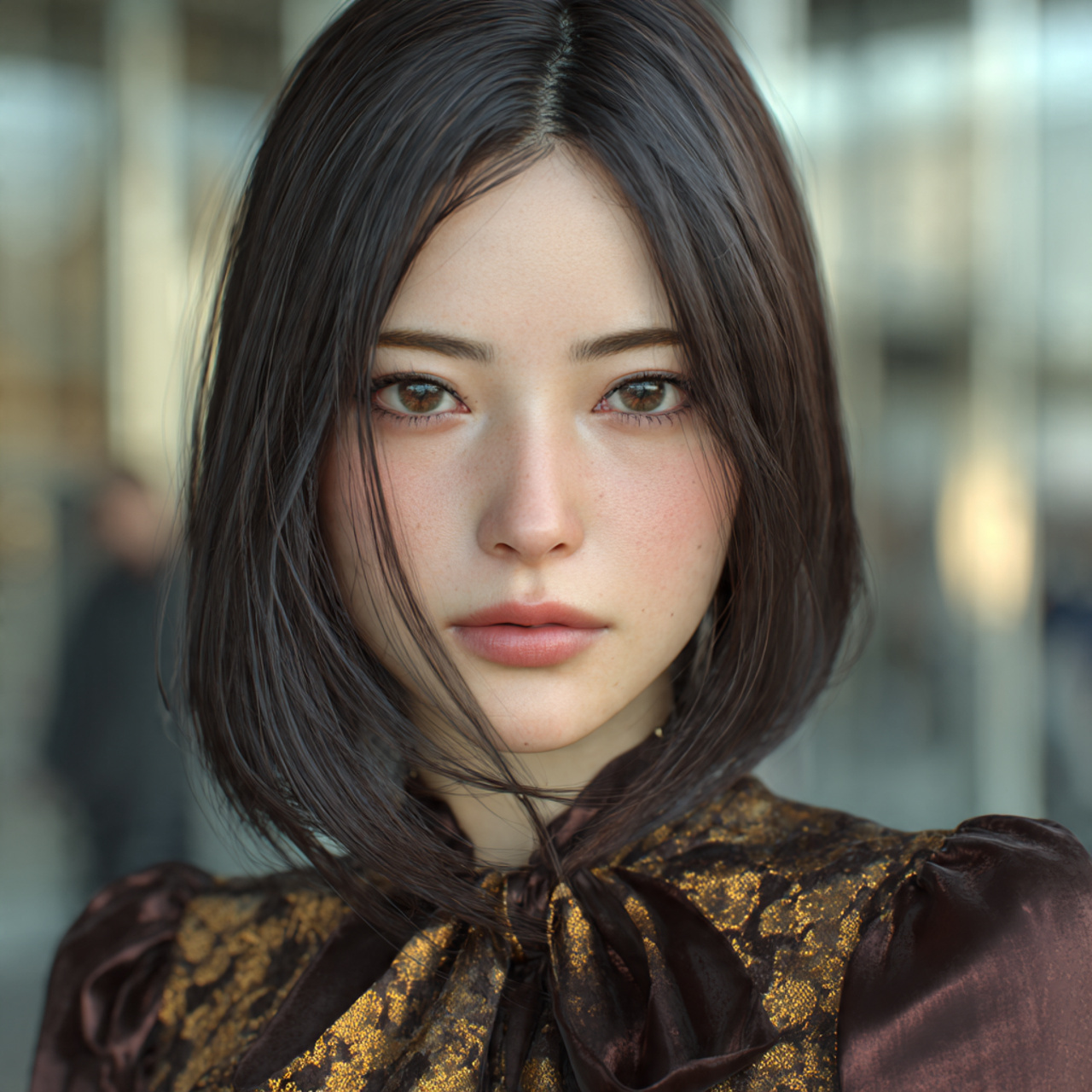 ultra realistic image of a woman with dark