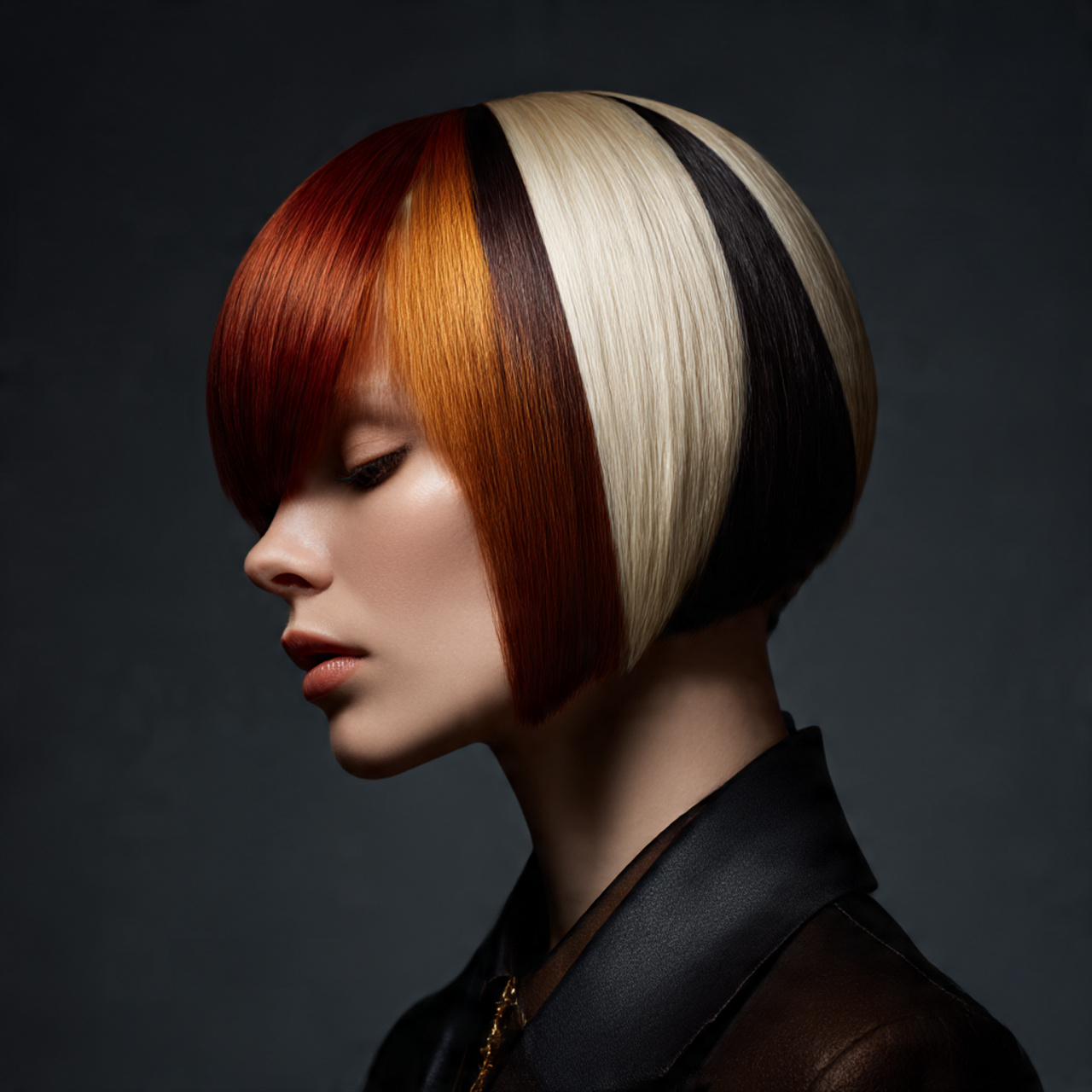 ultra sharp calico hair color blocking bold contrasting