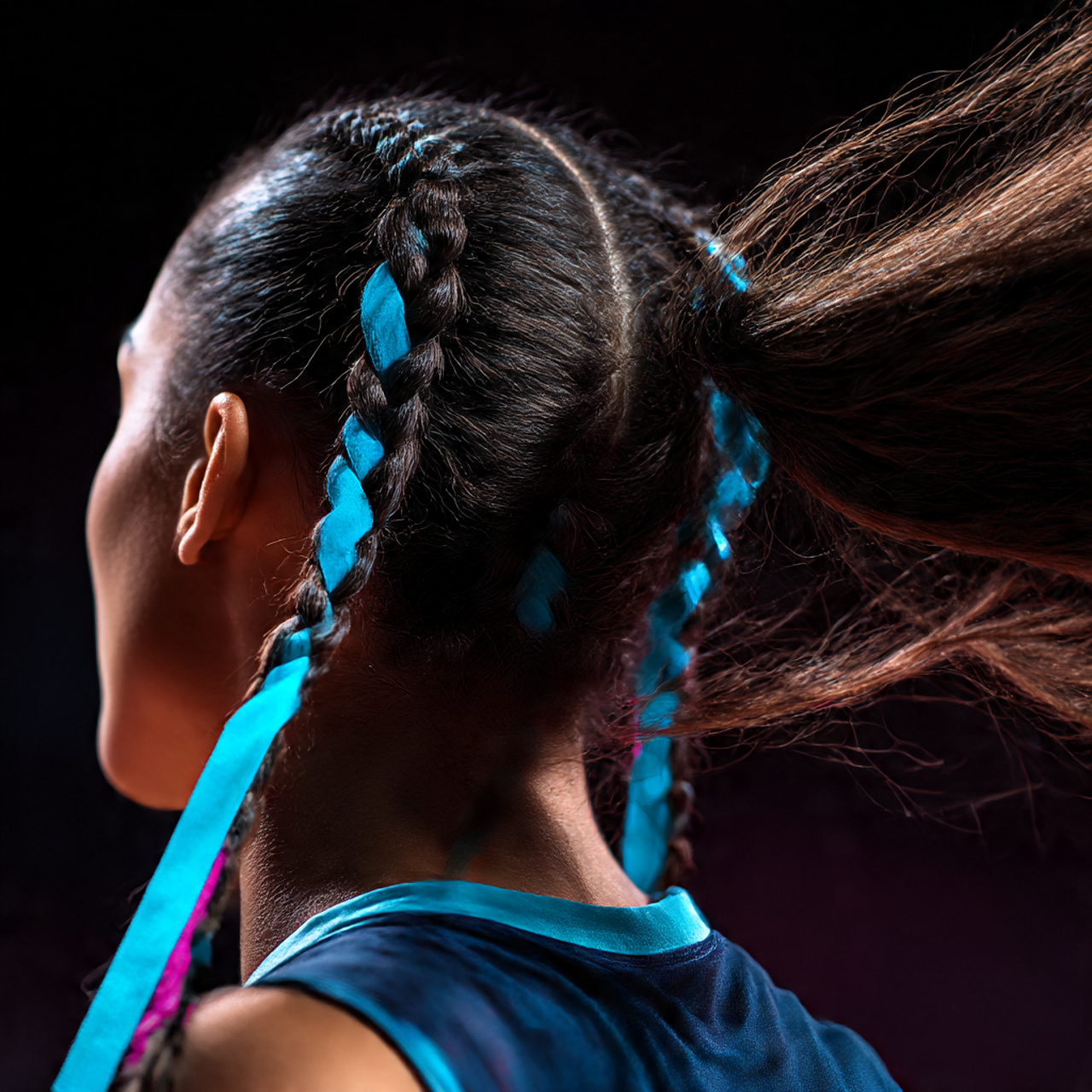 volleyball athlete with braids woven with a