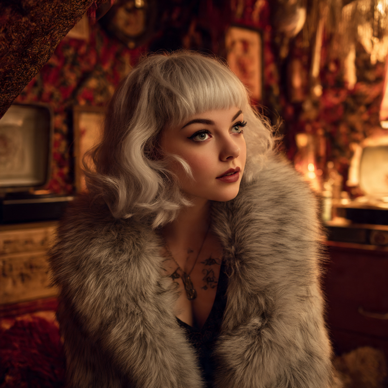 27 Hottest Winter Wolf Cut Ideas & Styles 20 woman with a vintage inspired winter wolf cut