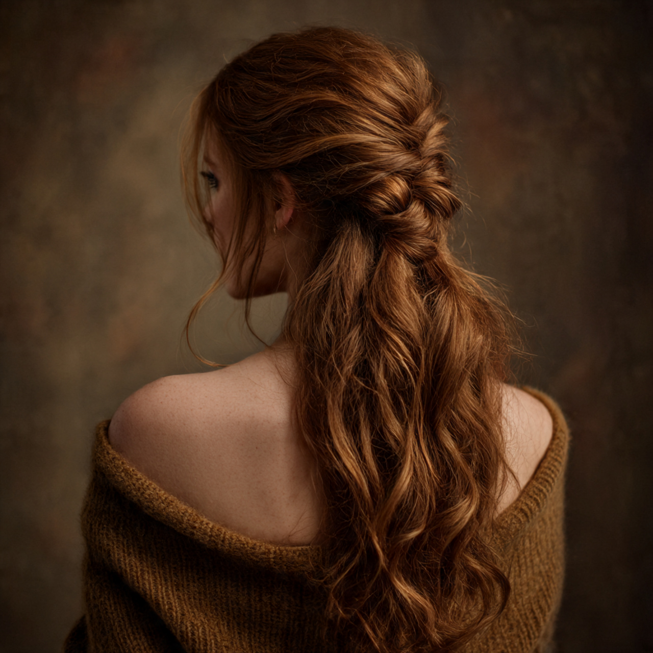 woman with knotted half up hairstyle twisted sections