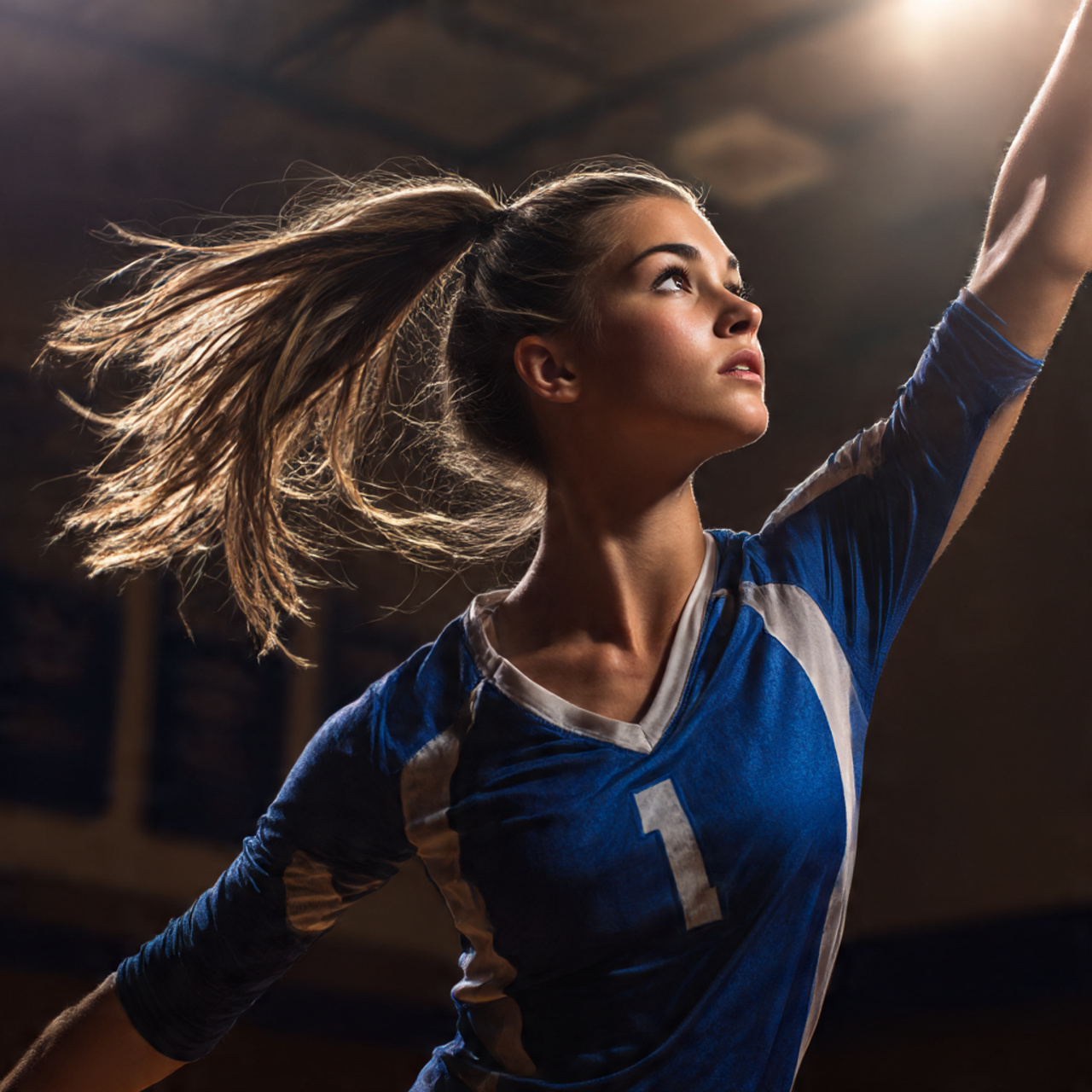 young female volleyball athlete with a double