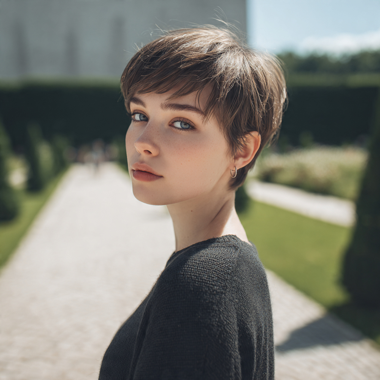 a girl for tapered short cut for