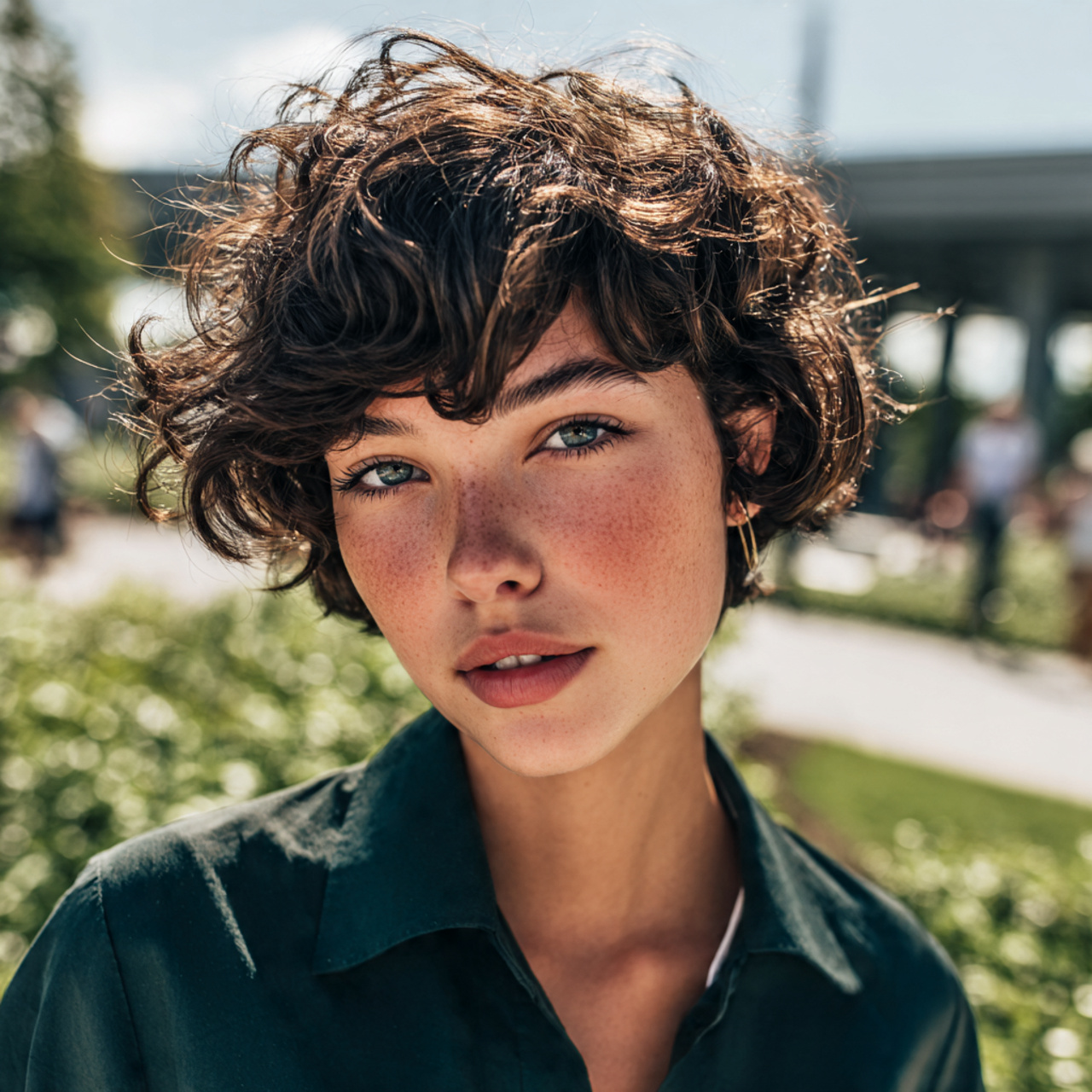 20 Best Trendy Summer Haircuts for Short, Medium, Long Hair 19 a girl with a short curly crop