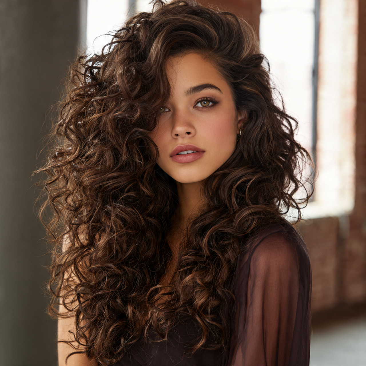 a hyper realistic beauty image of long layered