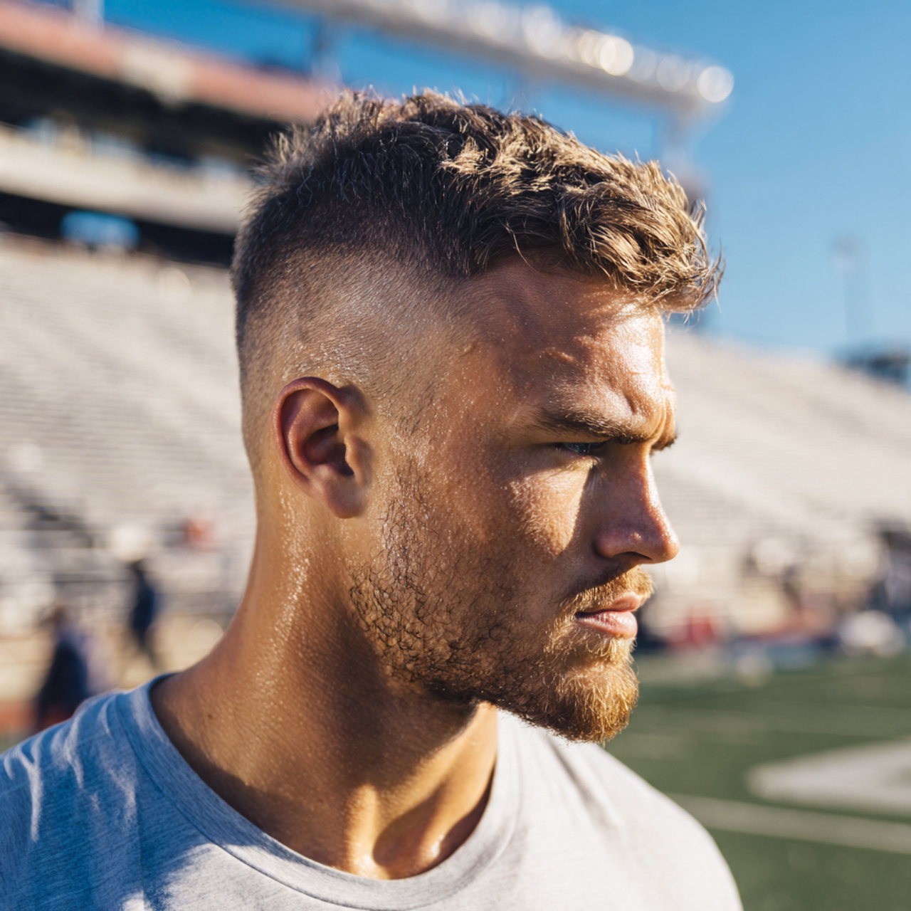 20 Bold Temple Fade Styles You Need to Try 19 a man with a short athletic temple