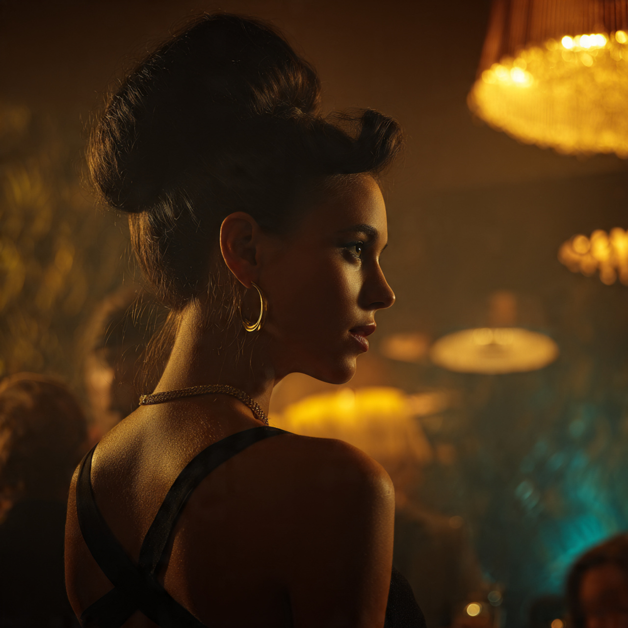 a realistic evening image of a woman