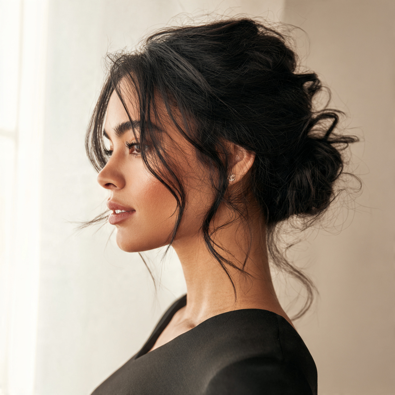 a woman wearing a beehive hairstyle with