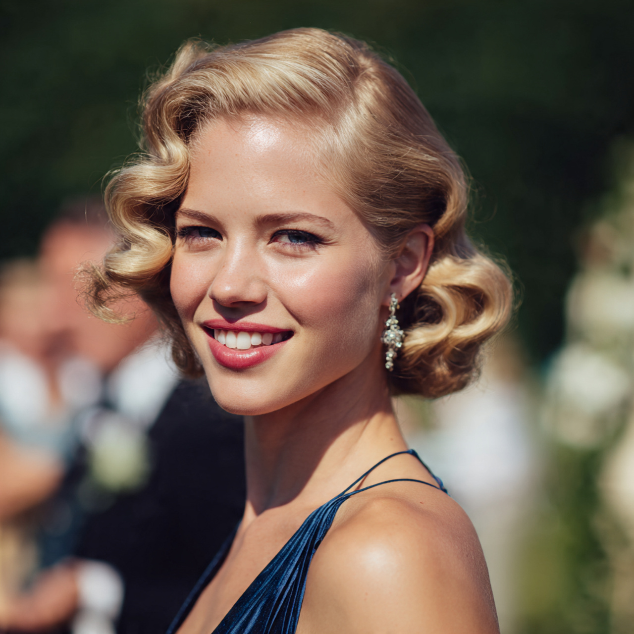 Wedding Bridesmaid Hair: 14 Beautiful & Practical Style Ideas 6 an attractive bridesmaid having modern finger wave
