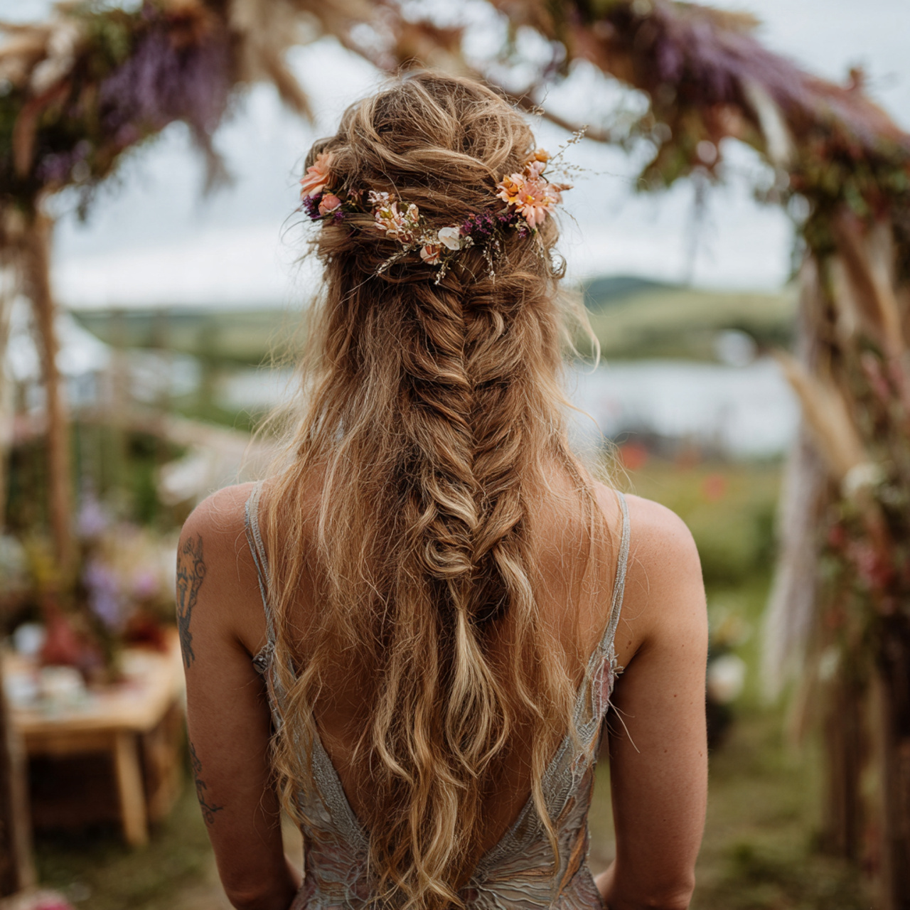 14 Romantic Wedding Hair to Make Your Day Most Memorable 14 an attractive woman having romantic wedding boho f