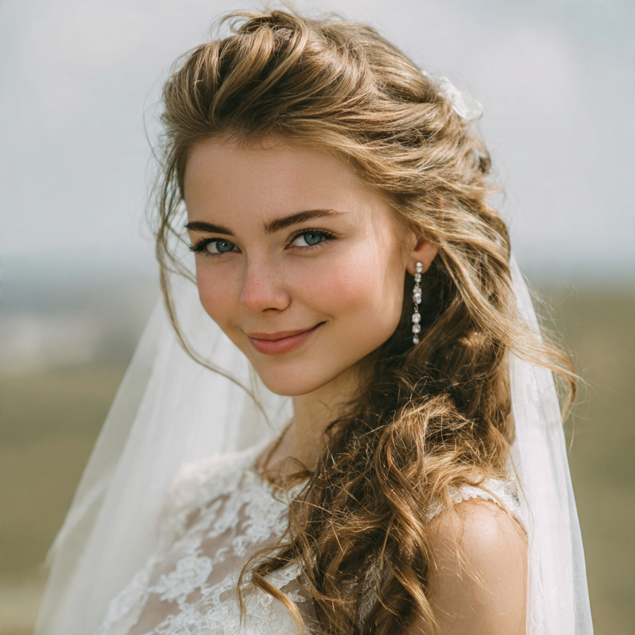 Wedding Hairstyles with Veil: 14 Stunning Bridal Hair Ideas for Every Bride 6 an attractive woman having wedding hair side swept