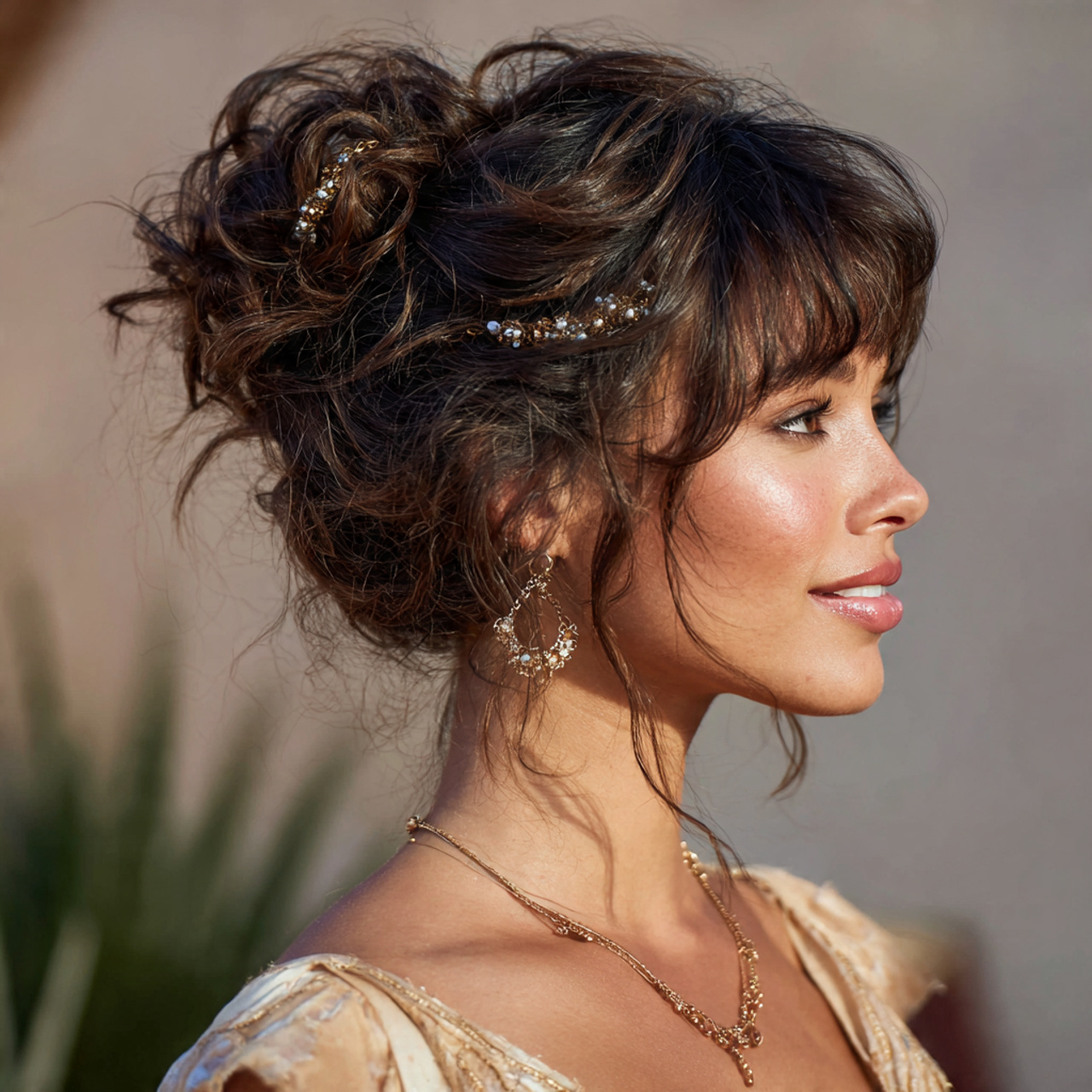 Boho Wedding Hair Ideas for Brides | 13 Soft & Natural Bridal Styles 2 an attractive women having boho wedding hair low m
