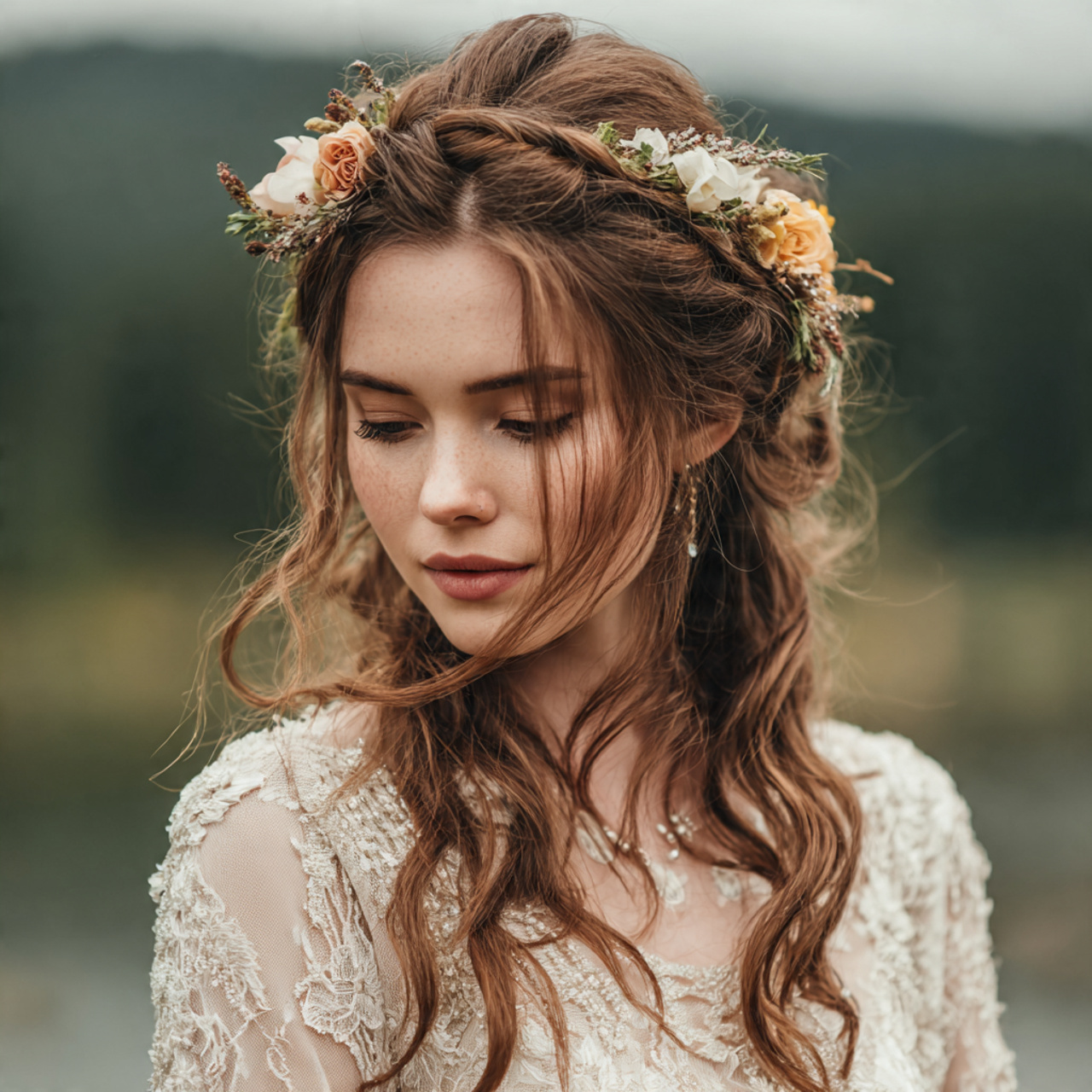 Boho Wedding Hair Ideas for Brides | 13 Soft & Natural Bridal Styles 6 an attractive women having boho wedding hair side