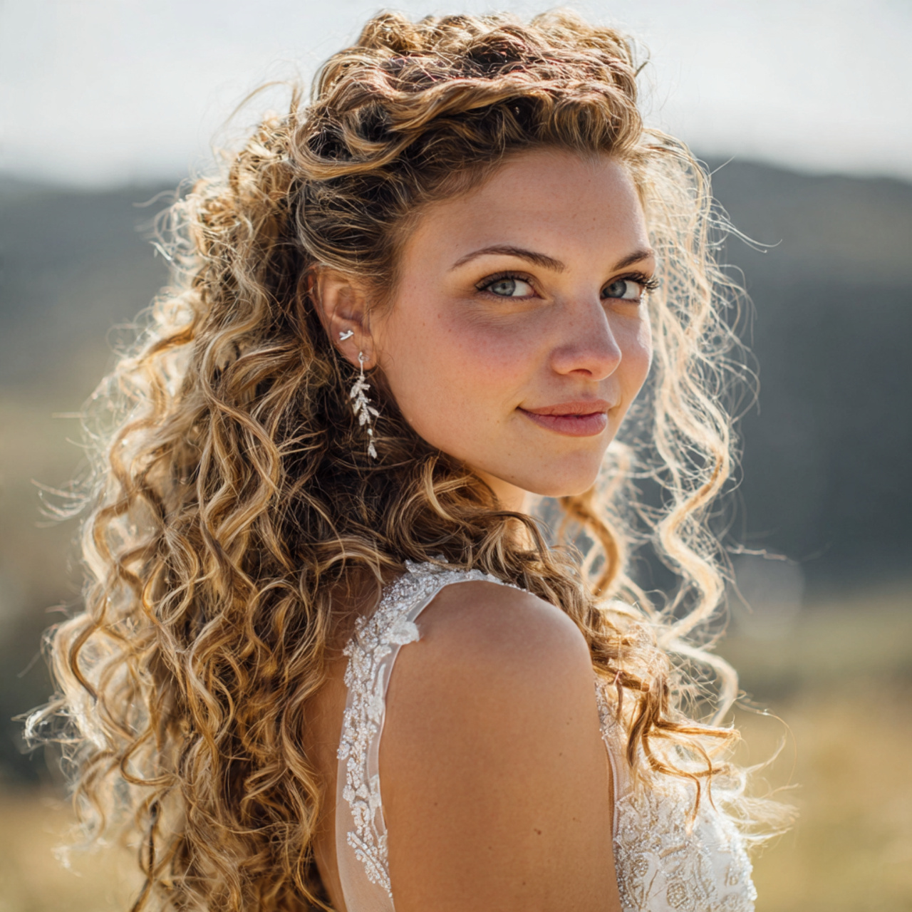 Wedding Hair Down: 13 Beautiful Style Ideas for a Natural Bridal Look 10 an attractive women having natural curls wedding h