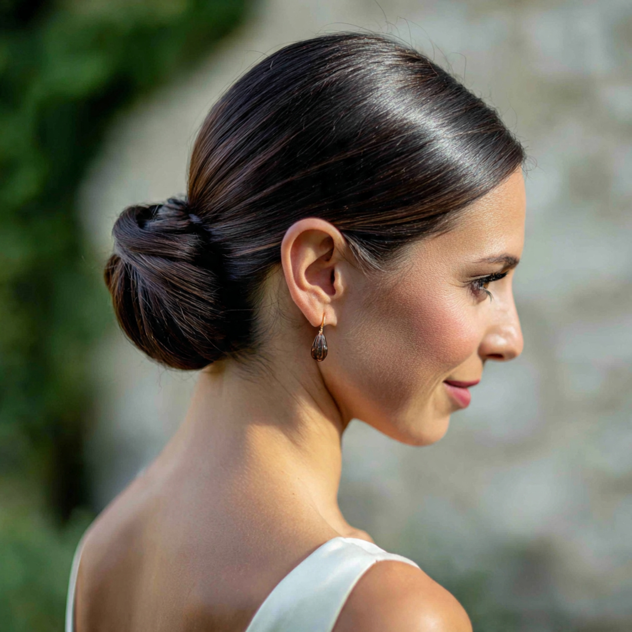an attractive women having straight wedding hair d