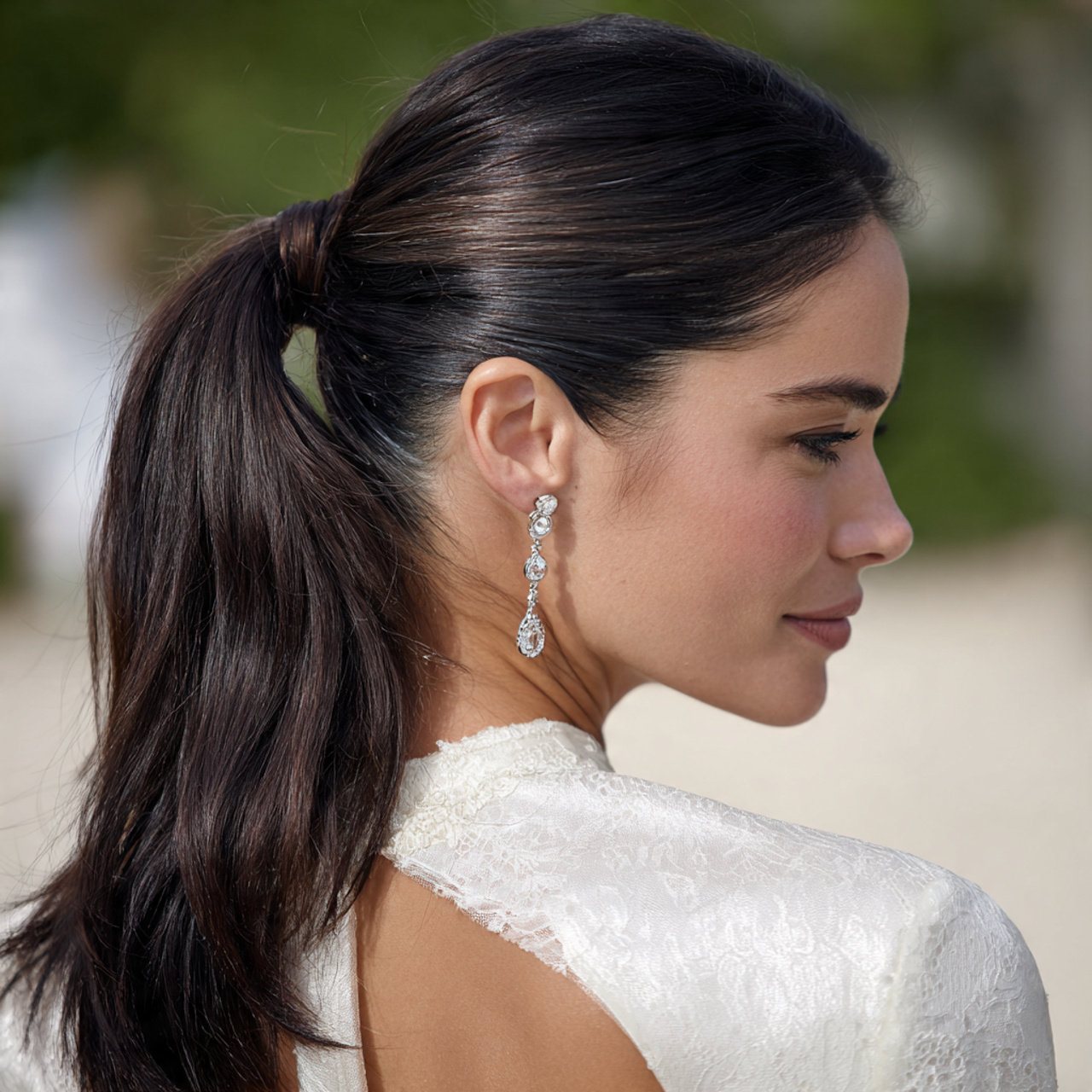 an attractive women having straight wedding hair l