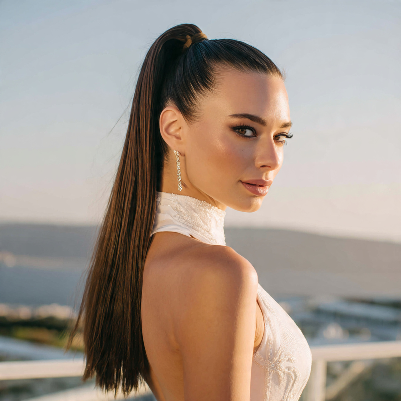 an attractive women having straight wedding hair s 1