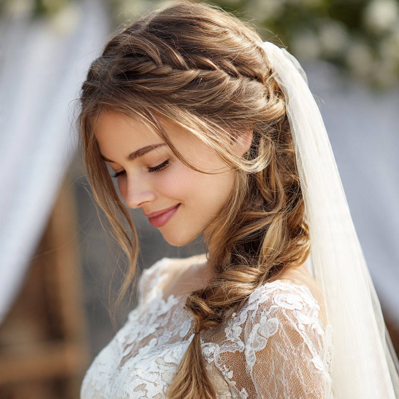 an attractive women having straight wedding hair s