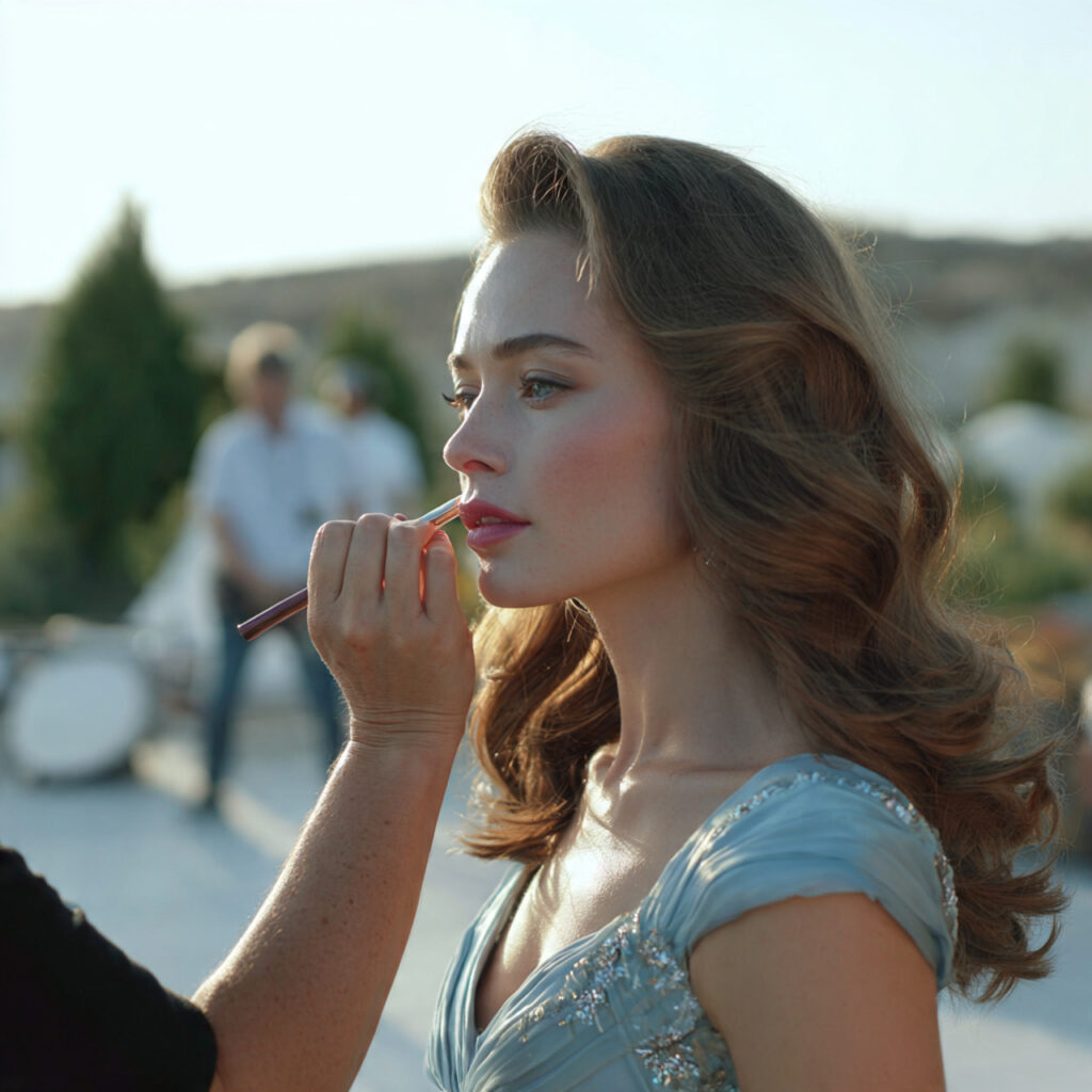 an attractive women having wedding hair and makeup 1