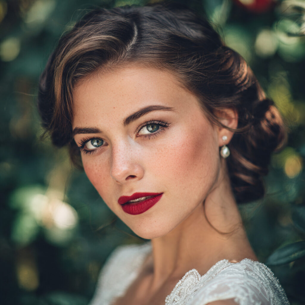 an attractive women having wedding hair and makeup 10