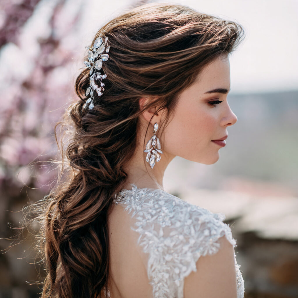 an attractive women having wedding hair and makeup 11