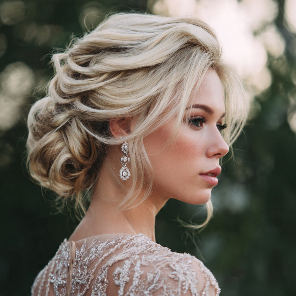 an attractive women having wedding hair and makeup 13