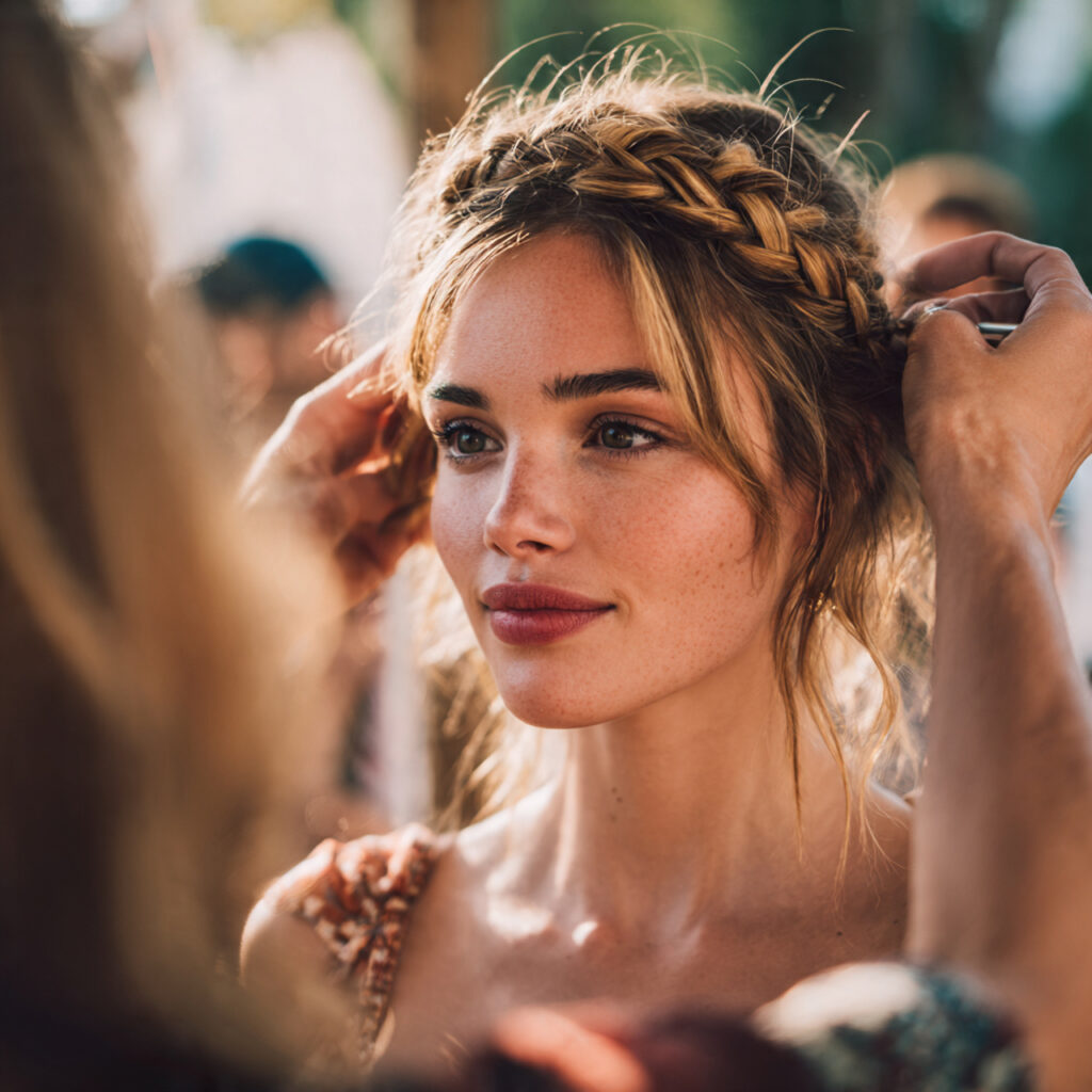 an attractive women having wedding hair and makeup 3
