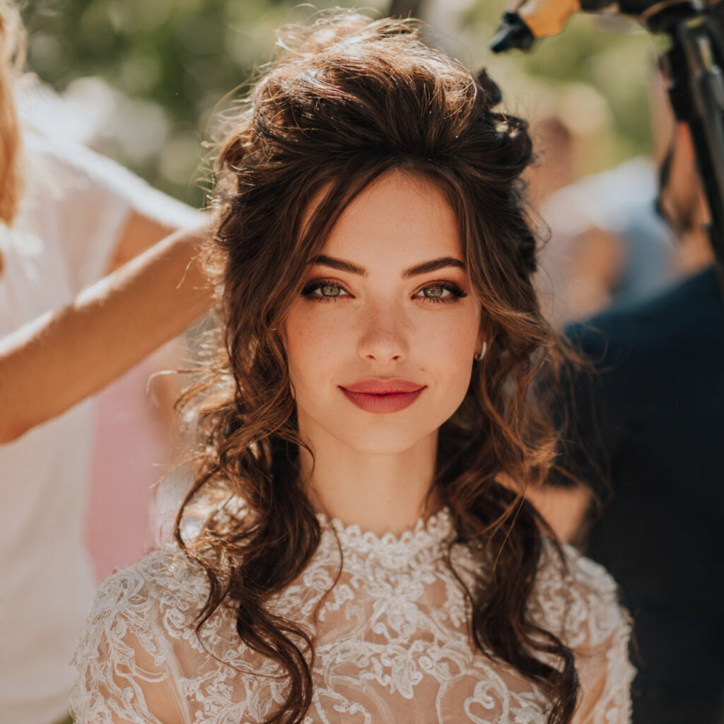 an attractive women having wedding hair and makeup 4