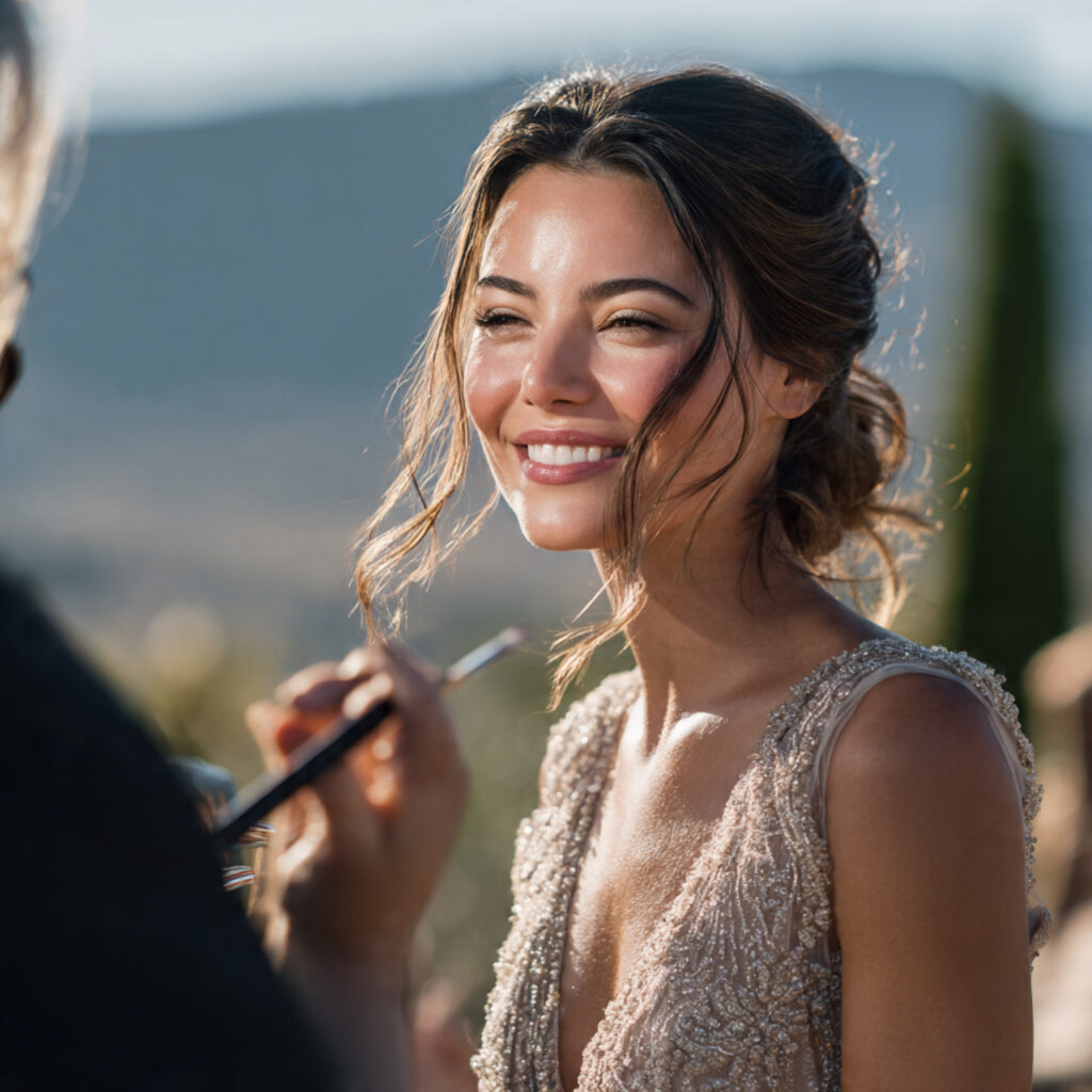 an attractive women having wedding hair and makeup 5